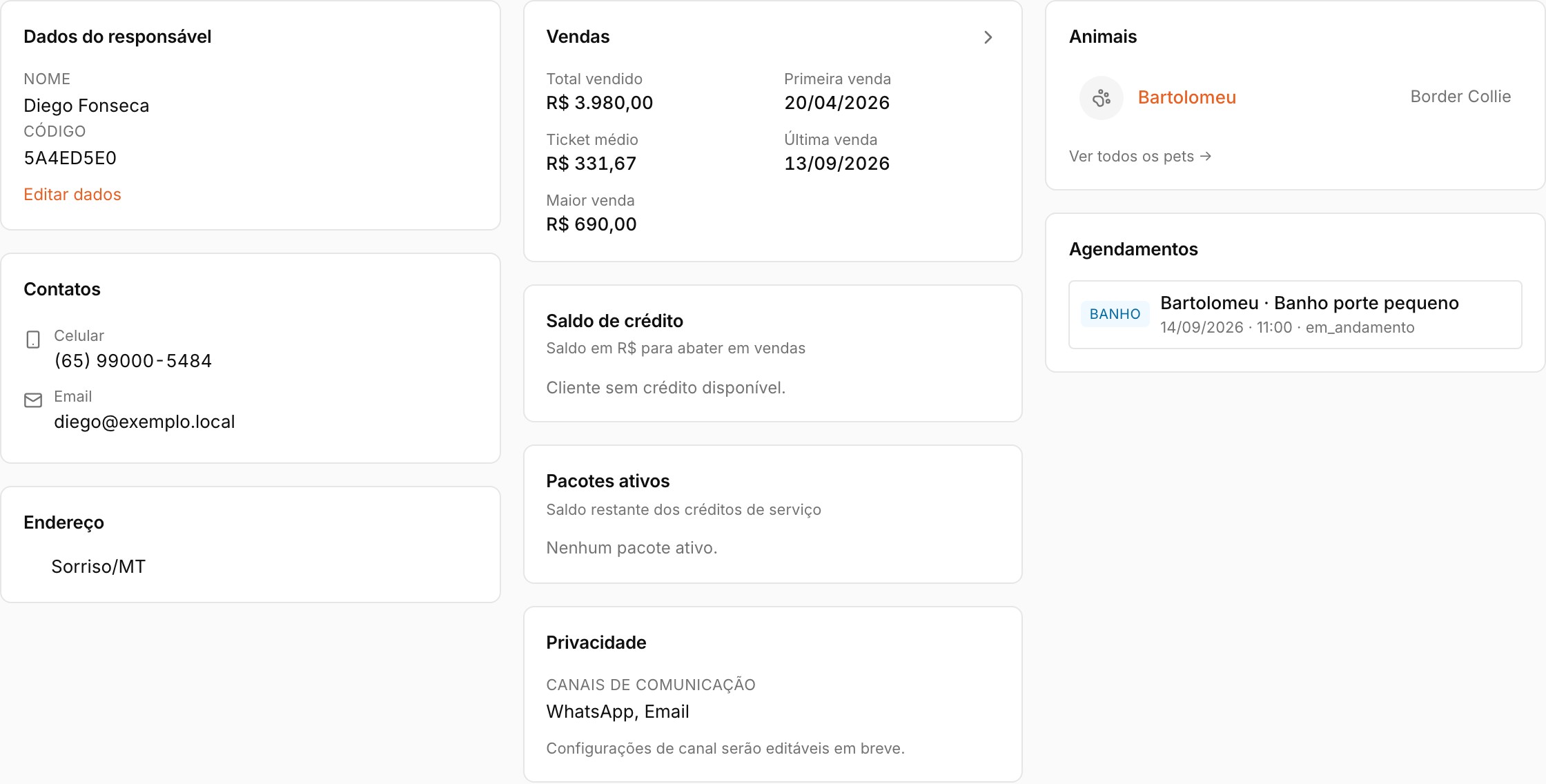 Ficha do cliente