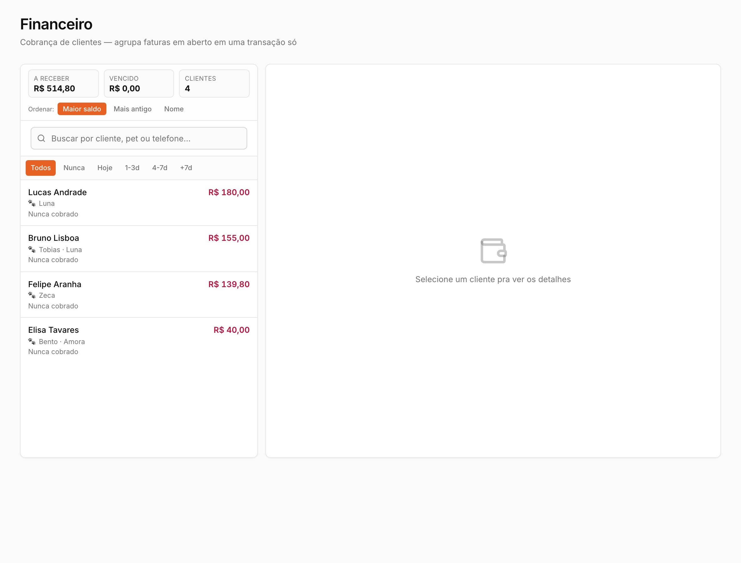 Financeiro com contas a receber
